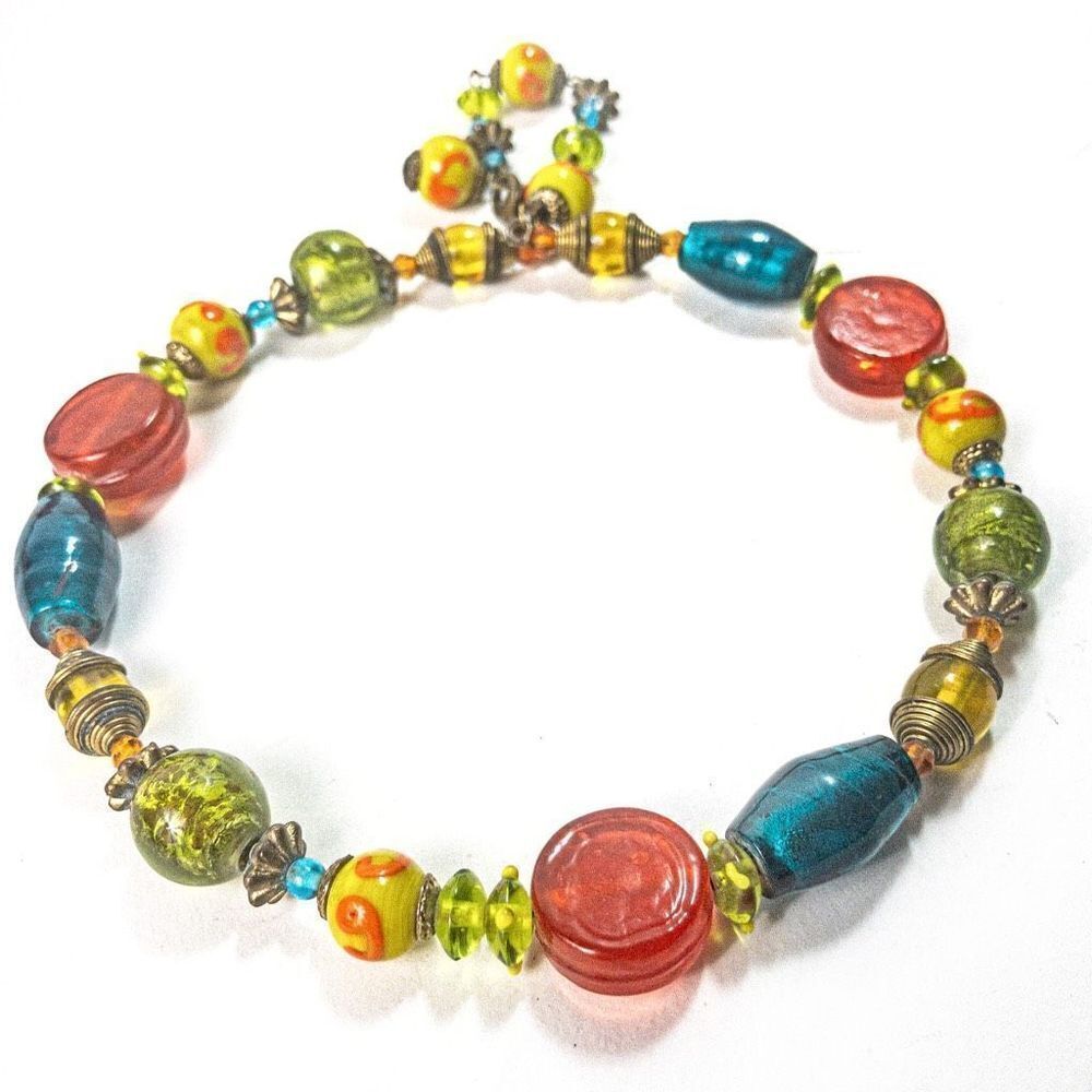 Fruity Candy Art Glass Beaded Choker Necklace